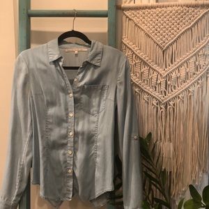 RACHEL ROY Chambray Top w/Peekaboo Back, Small